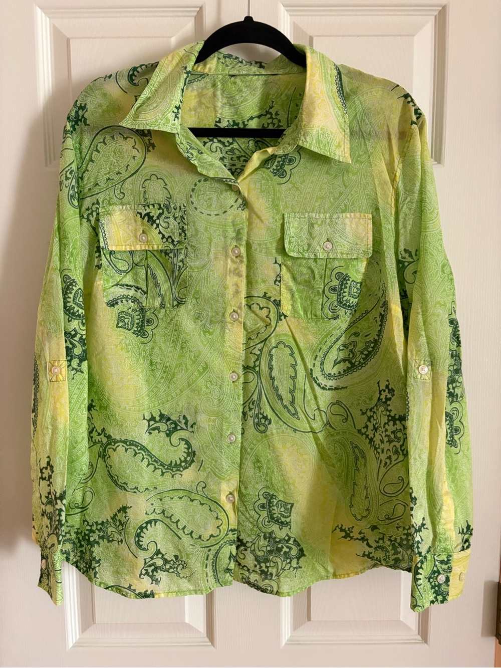 Lime Green Paisley Button-Down Shirt